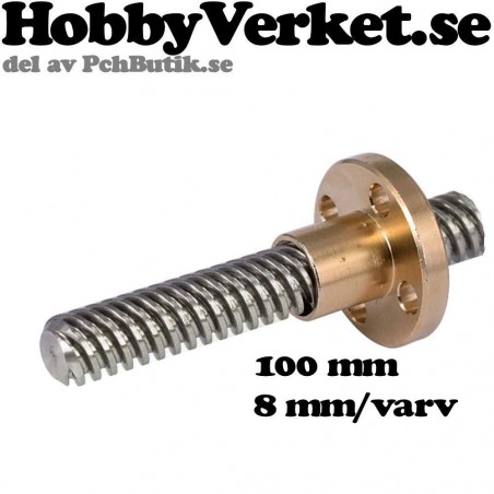 Gängstång med trapetsgänga 8x8mm. Tr8x8.00 x 100mm