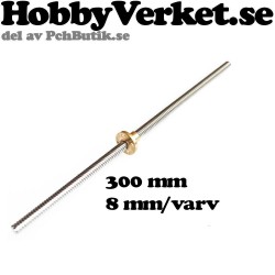 Gängstång med trapetsgänga 8x8mm. Tr8x8.00 x 300mm