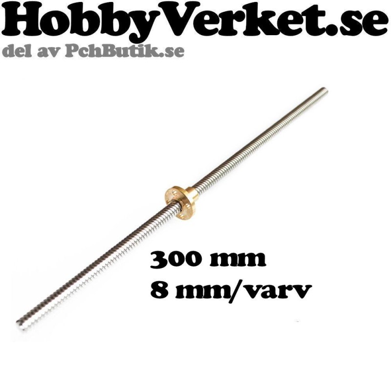 Gängstång med trapetsgänga 8x8mm. Tr8x8.00 x 300mm