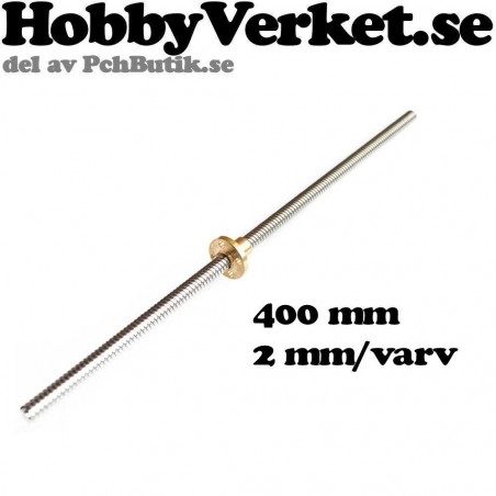 Gängstång med trapetsgänga 8x8mm. Tr2x8.00 x 400mm
