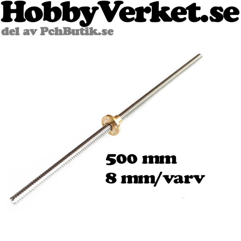 Gängstång med trapetsgänga 8x8mm. Tr8x8.00 x 500mm
