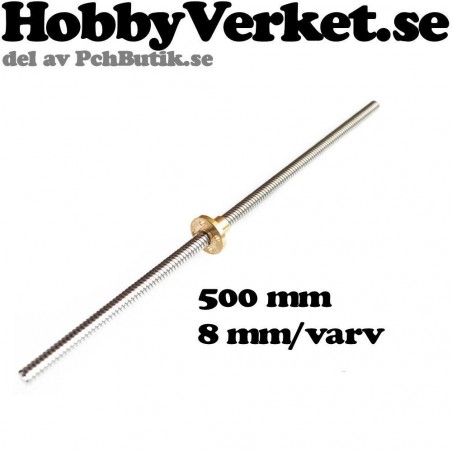 Gängstång med trapetsgänga 8x8mm. Tr8x8.00 x 500mm