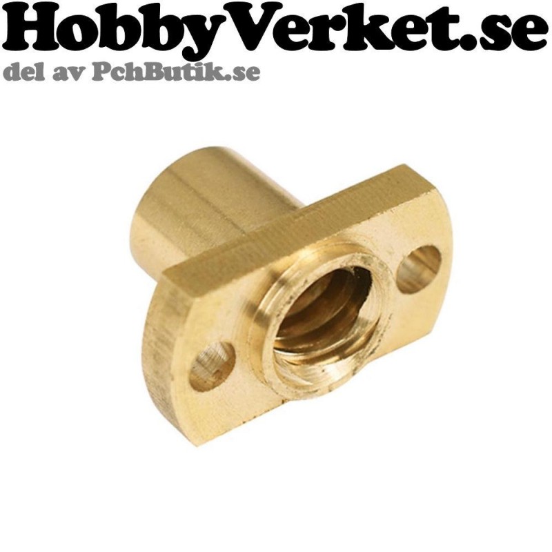 Trapezoidal Trapetsgängad mutter i mässing och fläns, T8, Tr8
