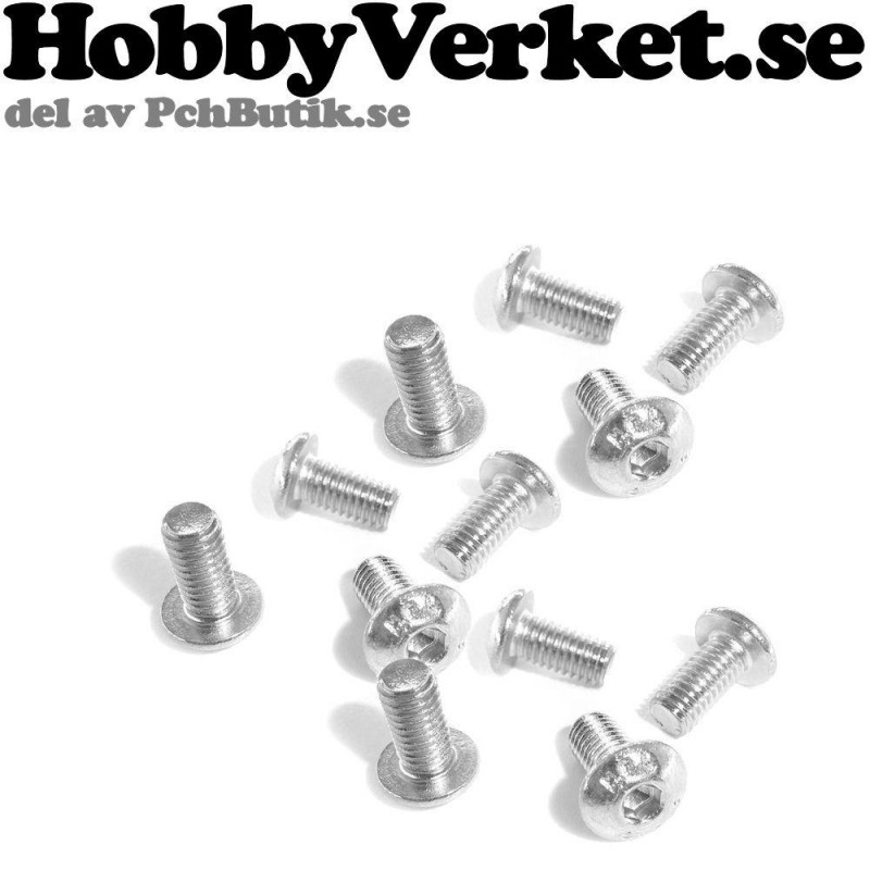 Kullrig maskinskruv M5x10 med insex, ISO 7380, elförzinkad