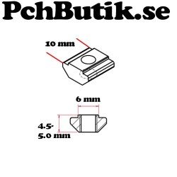 4-pack. T-Spår mutter M5, aluminiumprofil 20-serie
