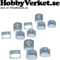 12-pack. T-Spår mutter M4x9.5, aluminiumprofil 20-serie