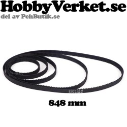 Fiberarmerad sluten kugg-rem GT-2, GT2-6mm. Längd 848mm