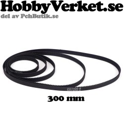 3D Fiberarmerad sluten kugg-rem GT-2, GT2-6mm. Längd 300 mm