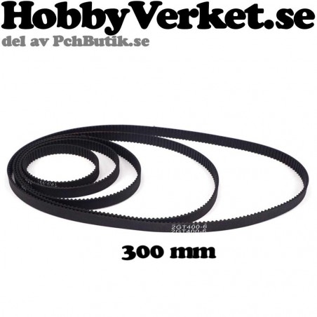 3D Fiberarmerad sluten kugg-rem GT-2, GT2-6mm. Längd 300 mm