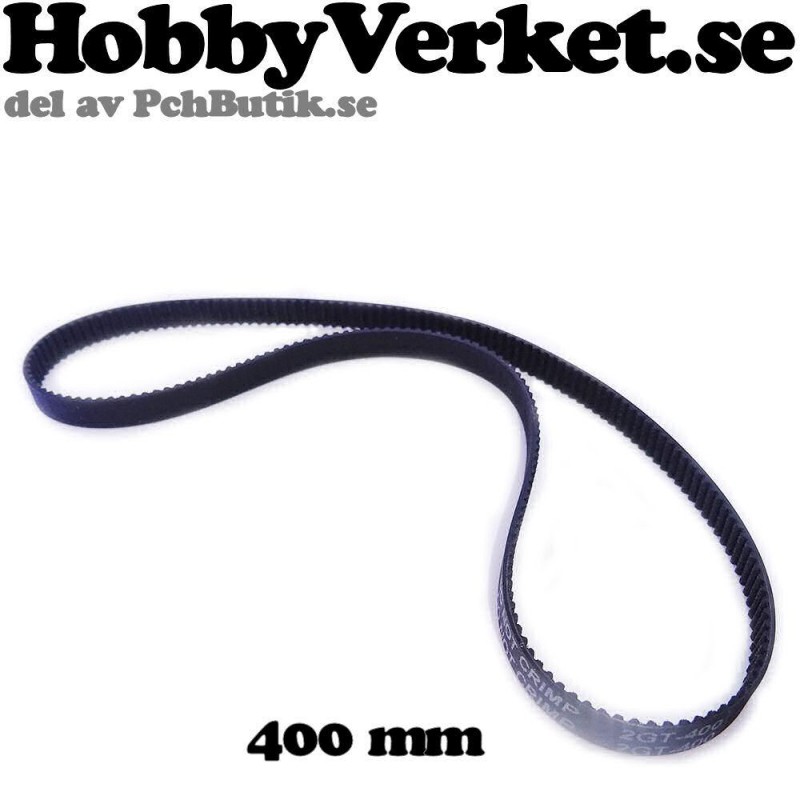 Fiberarmerad sluten kugg-rem GT-2, GT2-6mm. Längd 400 mm