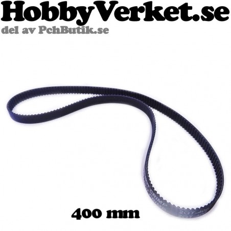 Fiberarmerad sluten kugg-rem GT-2, GT2-6mm. Längd 400 mm
