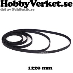 Fiberarmerad sluten kugg-rem GT-2, GT2-6mm. Längd 1220 mm