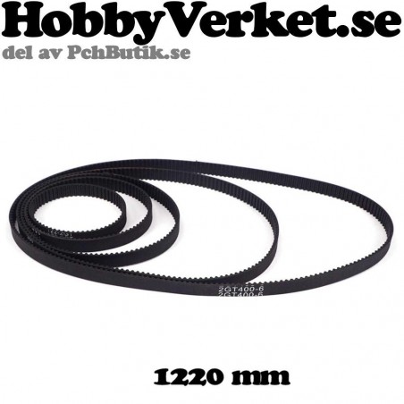 Fiberarmerad sluten kugg-rem GT-2, GT2-6mm. Längd 1220 mm