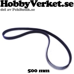Fiberarmerad sluten kugg-rem GT-2, GT2-6mm. Längd 500 mm