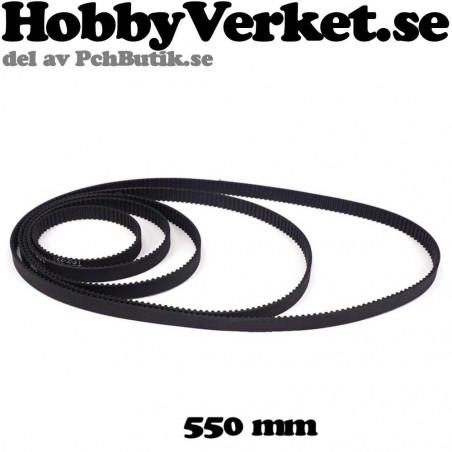 Fiberarmerad sluten kugg-rem GT-2, GT2-6mm. Längd 550 mm