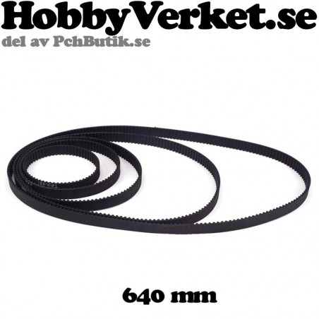 Fiberarmerad sluten kugg-rem GT-2, GT2-6mm. Längd 640 mm