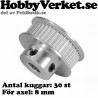 Kuggremsdrev för GT2 kuggrem 30 tänder. För axel 8mm. MEK 3DP