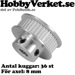 Kuggremsdrev för GT2 kuggrem 36 tänder. För axel 8 mm. MEK 3DP