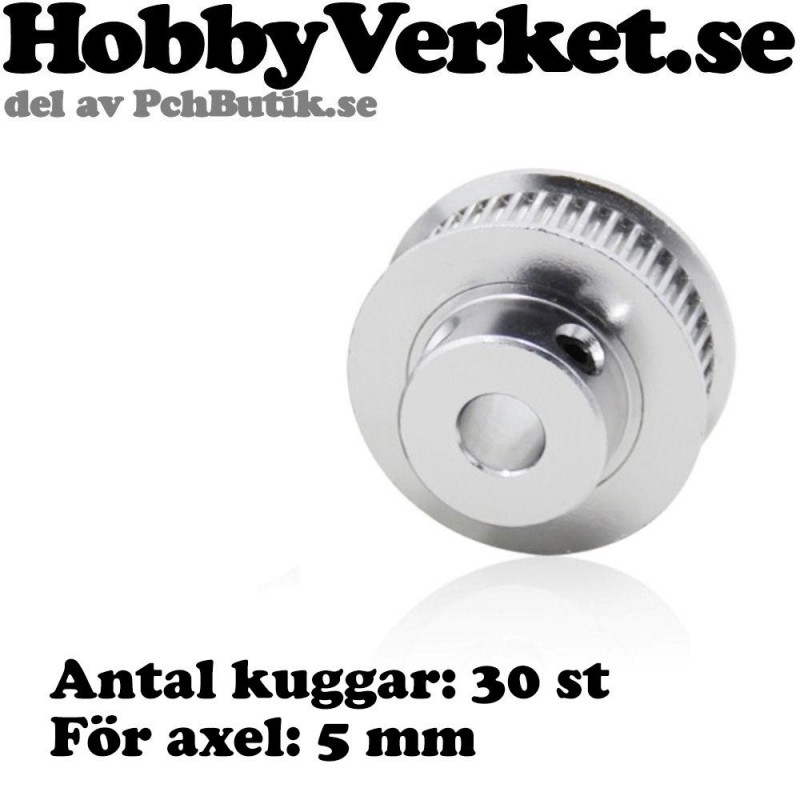 Kuggremsdrev för GT2 kuggrem 30 tänder. För axel 5mm. MEK 3DP