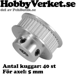Kuggremsdrev för GT2 kuggrem 40 tänder. För axel 5 mm. MEK 3DP