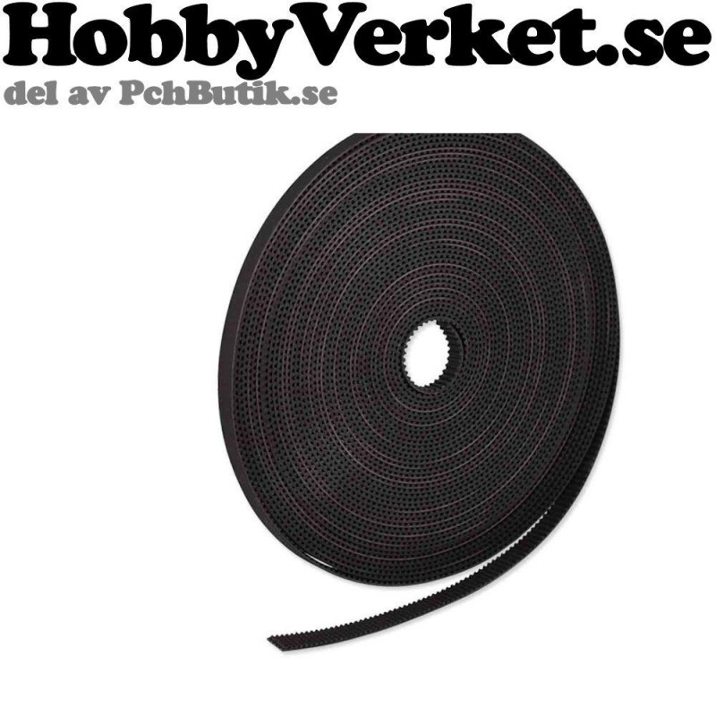 Kuggrem GT2 6mm bred Kugglängd: 2 mm (pitch) 1 Meter. 3DP MEK