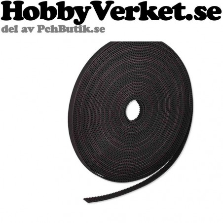 Kuggrem GT2 6mm bred Kugglängd: 2 mm (pitch) 1 Meter. 3DP MEK